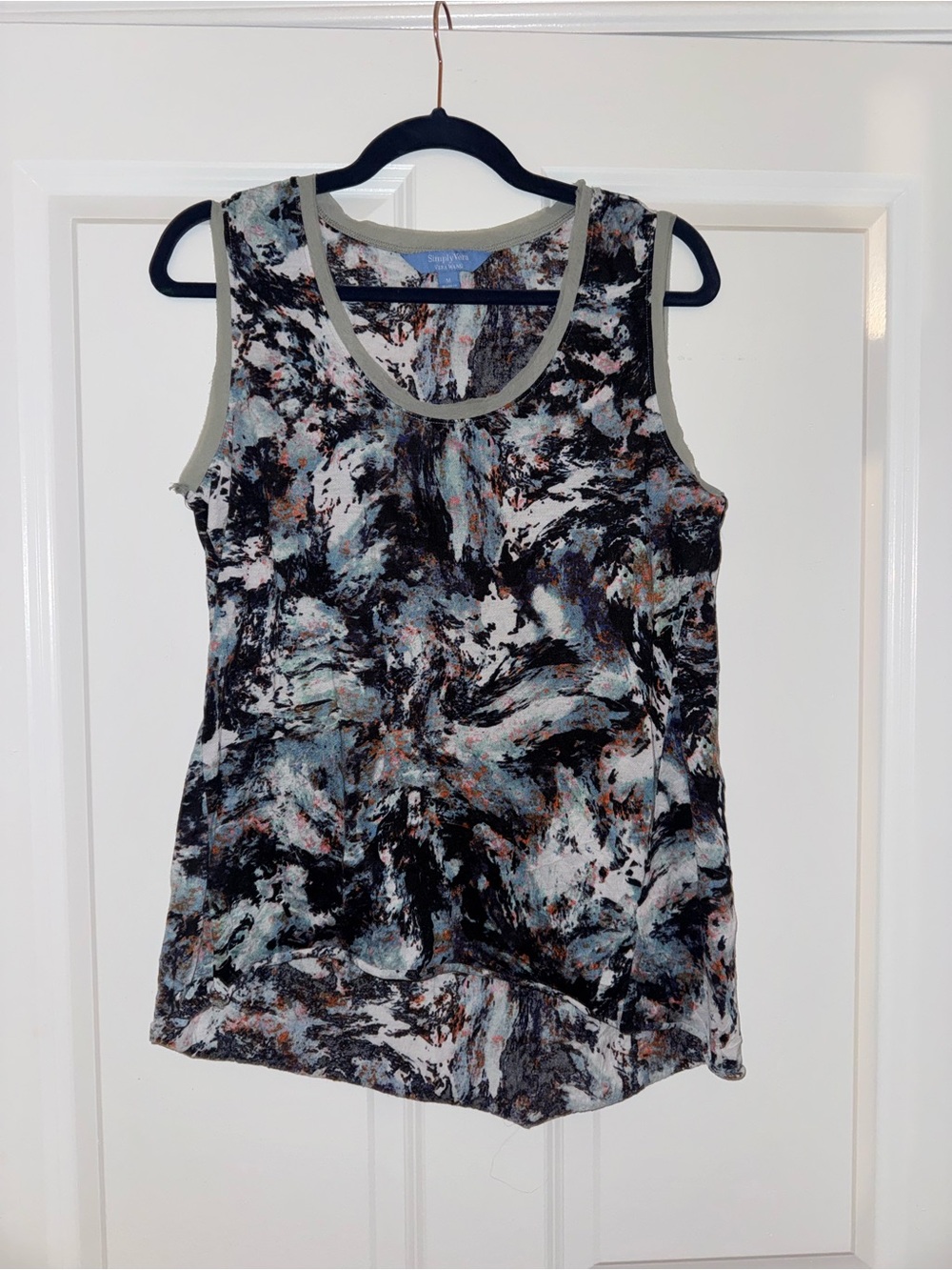 Simply Vera Vera Wang Multicolor Abstract Scoop Neck Tank